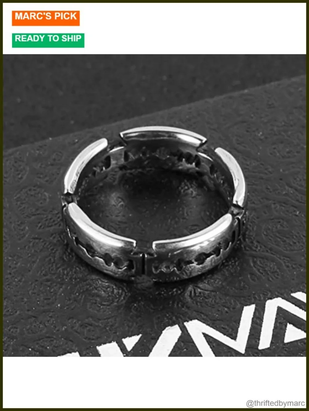 Men's Punk Stainless Steel Gothic Double Edge Blades Ring Band